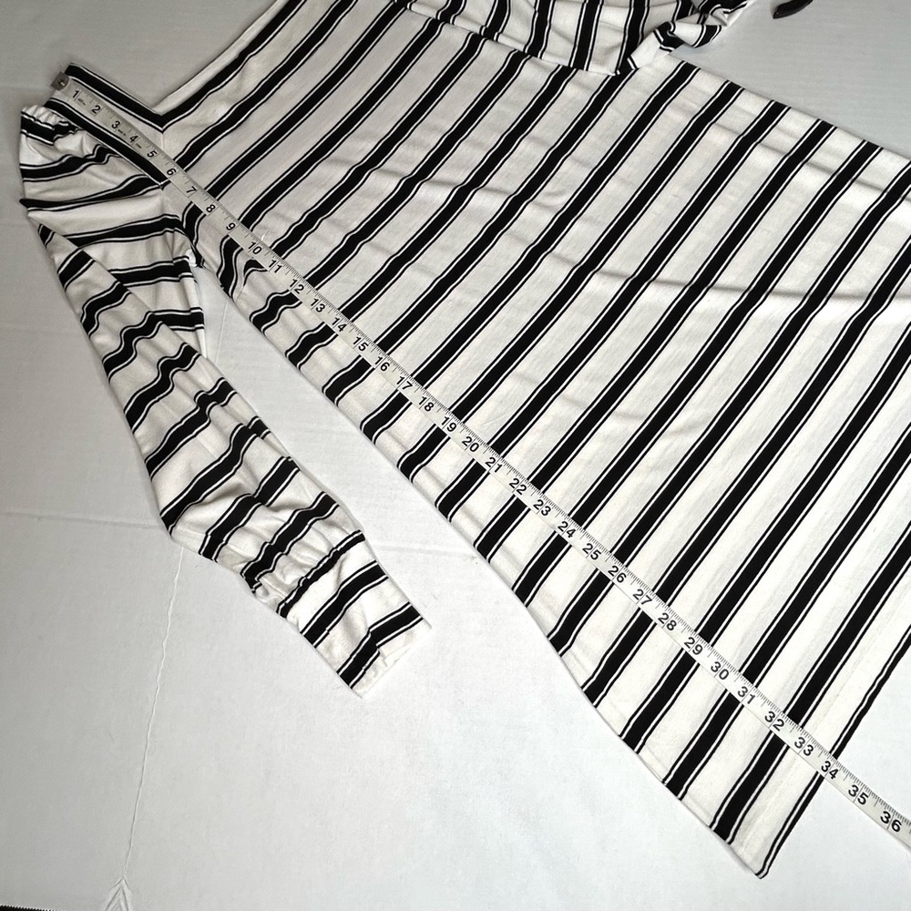 Loft Black/White Striped XS Long Sleeve Dress - Picture 6 of 13